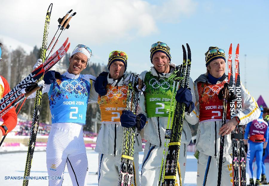 SOCHI 2014: Equipo sueco se proclama campeón olímpico de relevo 4x10 kilómetros de esquí de fondo, rama masculina