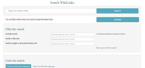 WikiLeaks lanza su propio buscador de documentos