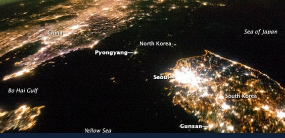 Imagen desde el espacio muestra diferencia de consumo energético entre las dos Coreas