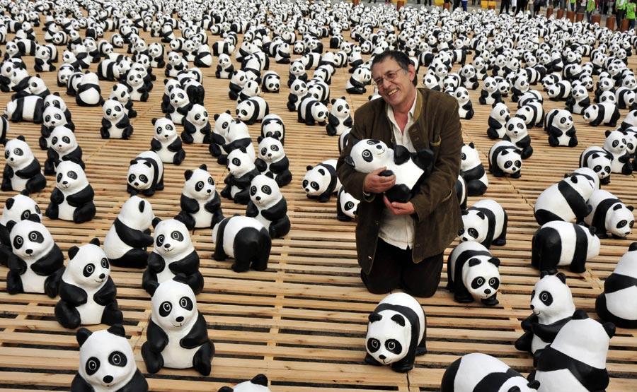 Exposición al aire libre pandas en Taipei