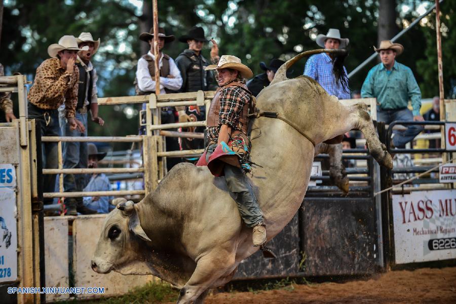 Competición de monta de toros atrae la atención de los australianos