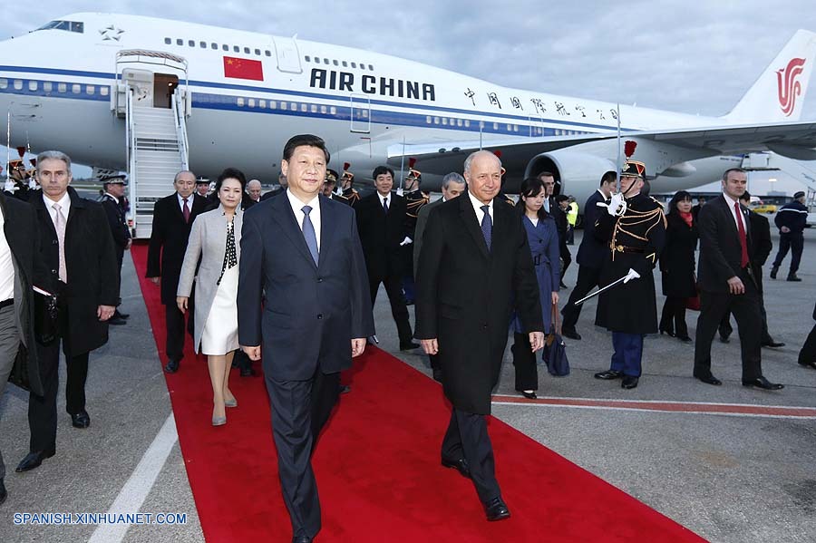 Presidente de China llega a Lyon para visita de Estado a Francia