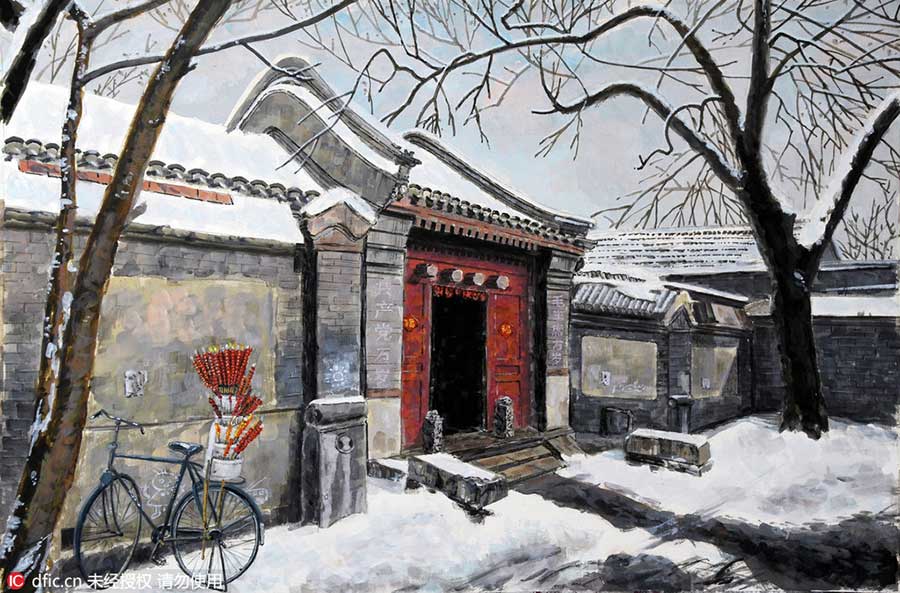 Los hutones de Beijing reviven en las acuarelas de Lu Yan