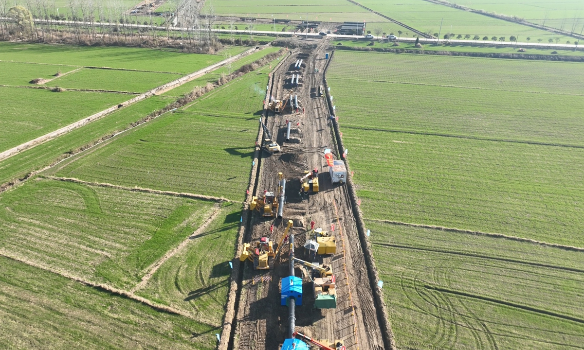 La construcción del oleoducto de crudo Lianyungang-Yizheng, un proyecto clave de infraestructura nacional de transporte de petróleo y gas natural. (Foto: cortesía)